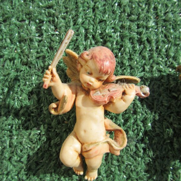 4 Vintage Fontanini Musical Instrument Mini Cherub Angels 1 1/2" Ornaments - Picture 2 of 7